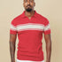 Vintage Striped Flat Knit Cotton Polo Red-XL - Legacy London