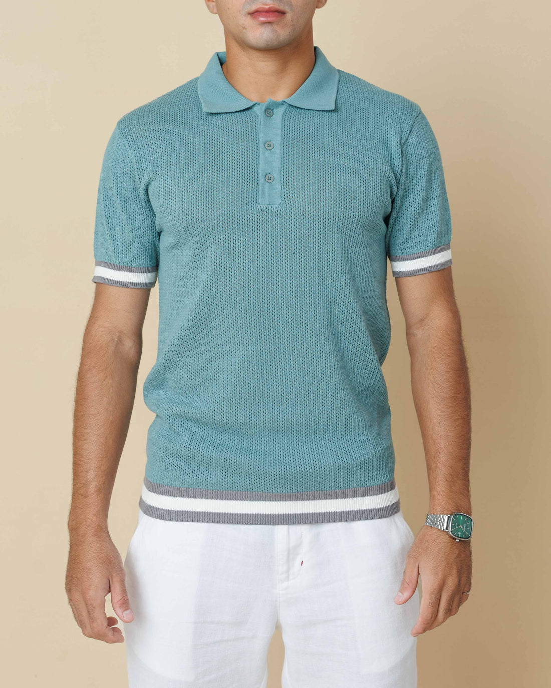 Zig Zag Jacquard Cotton Polo  - Legacy London