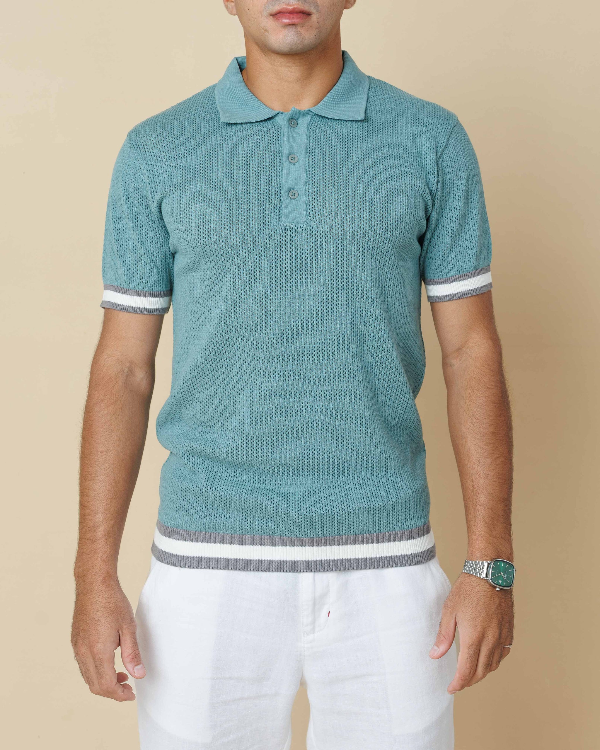 Zig Zag Jacquard Cotton Polo  - Legacy London