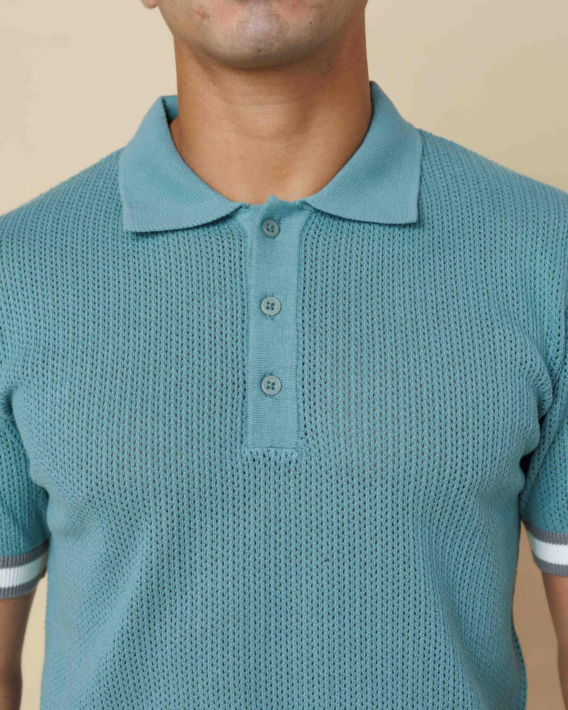 Zig Zag Jacquard Cotton Polo  - Legacy London