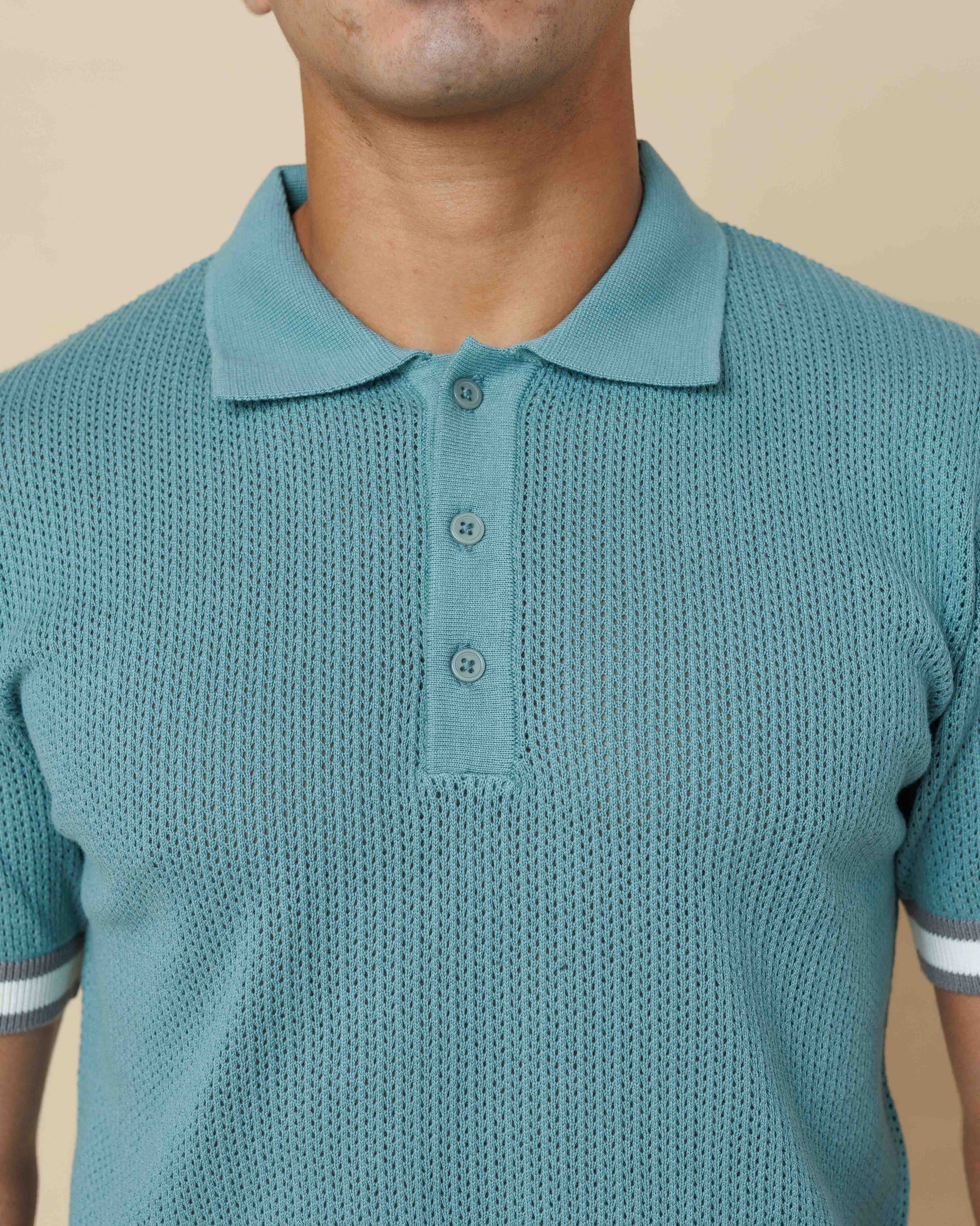 Zig Zag Jacquard Cotton Polo  - Legacy London