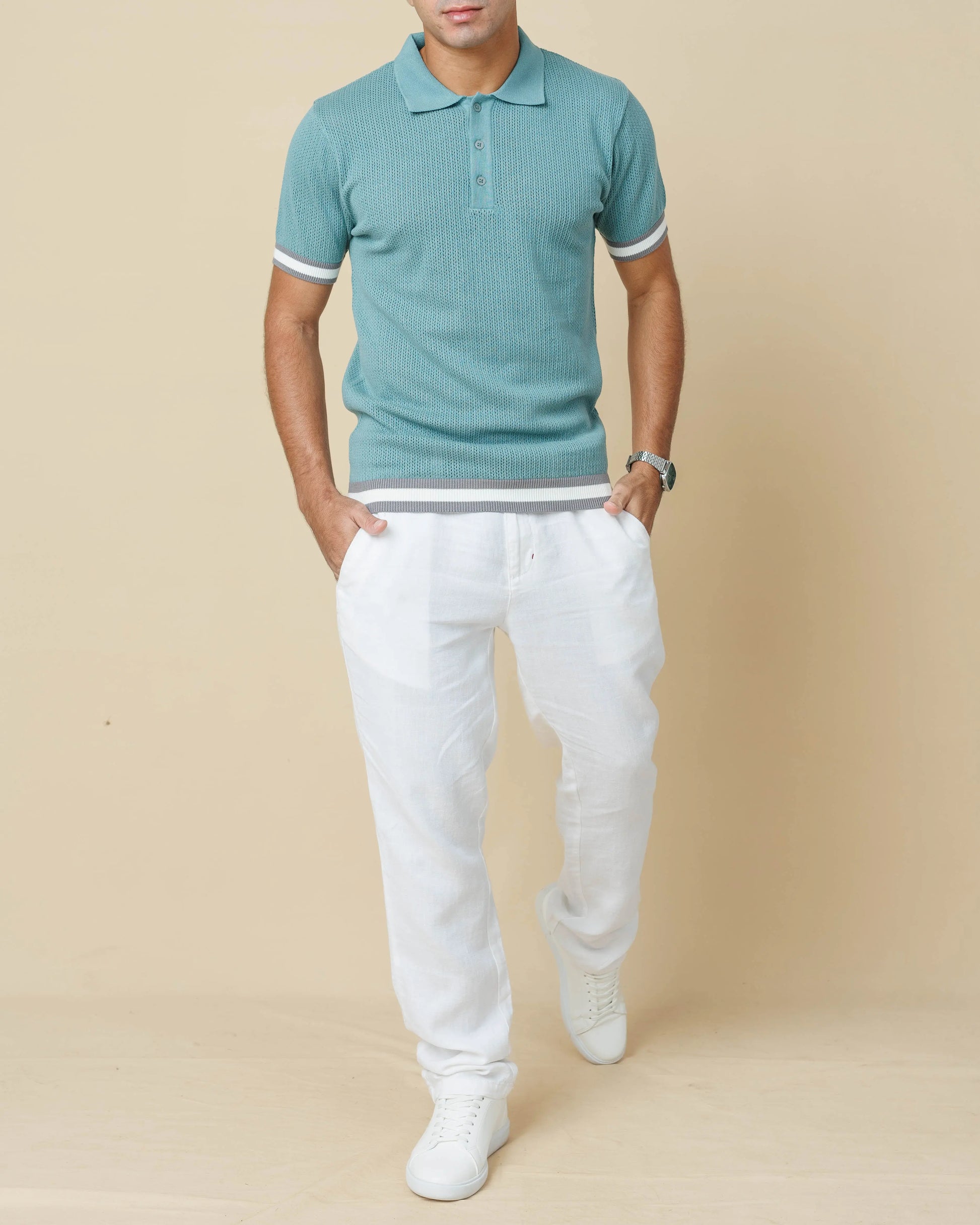 Zig Zag Jacquard Cotton Polo  - Legacy London