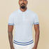 Zig Zag Jacquard Cotton Polo Sky-Blue-XL - Legacy London