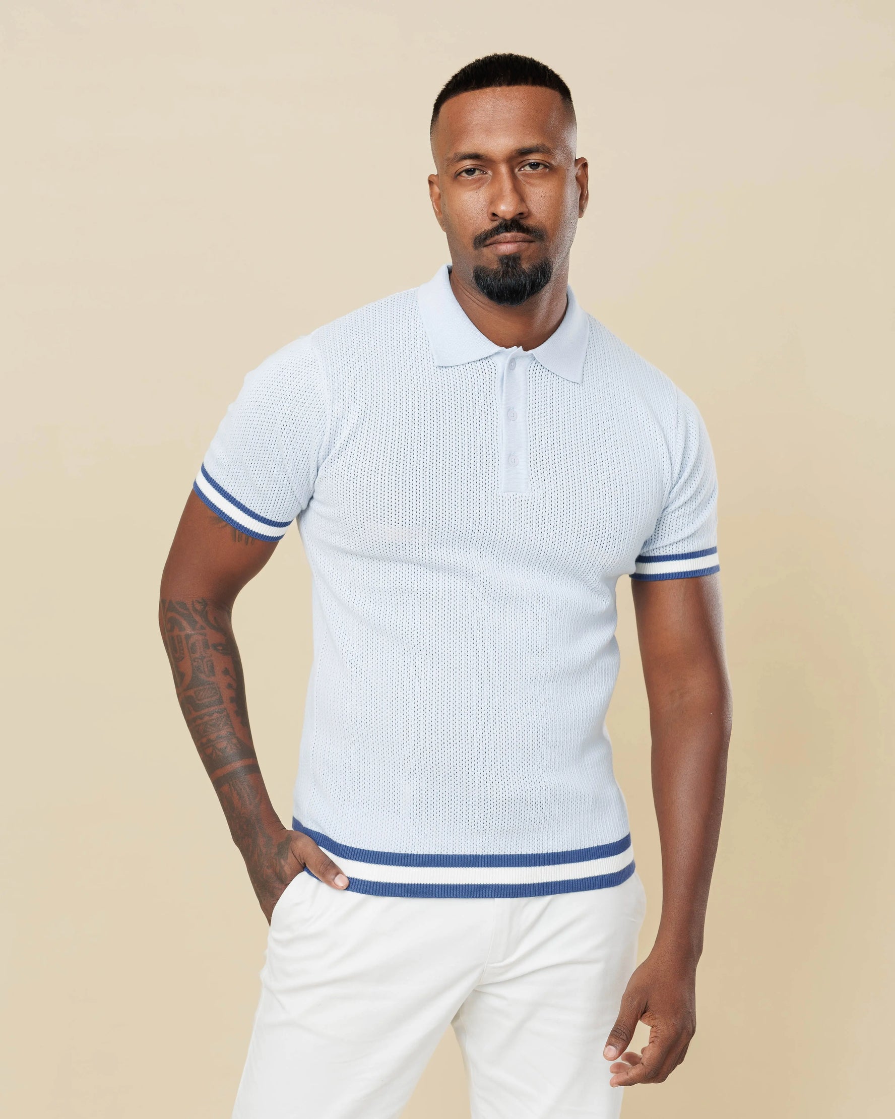Zig Zag Jacquard Cotton Polo  - Legacy London