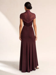 Audley Ruched Fishtail Maxi Dress, back view - Legacy London