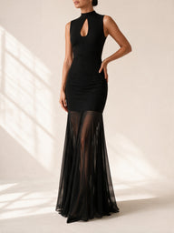 Brook Keyhole Evening Maxi Dress, front view - Legacy London