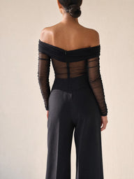 Davies Mesh Bodysuit and Tailored Trousers, back view - Legacy London