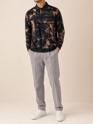 Tonal Abstract Print Overshirt in Buff Orange, front view