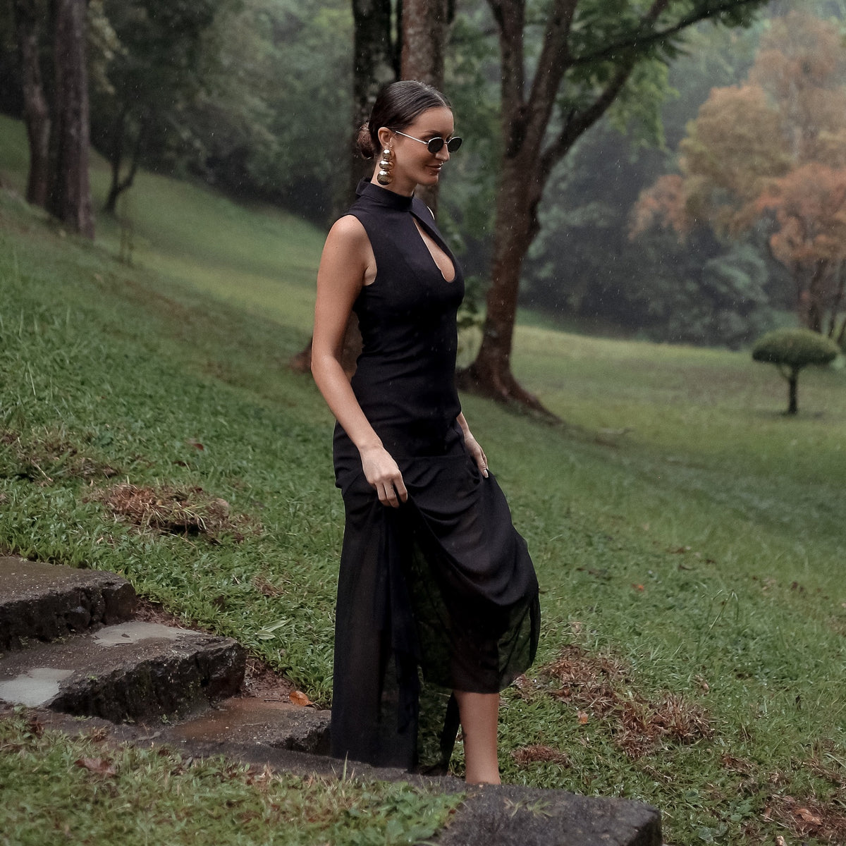 Brook Keyhole Evening Maxi Dress in Black, Legacy London