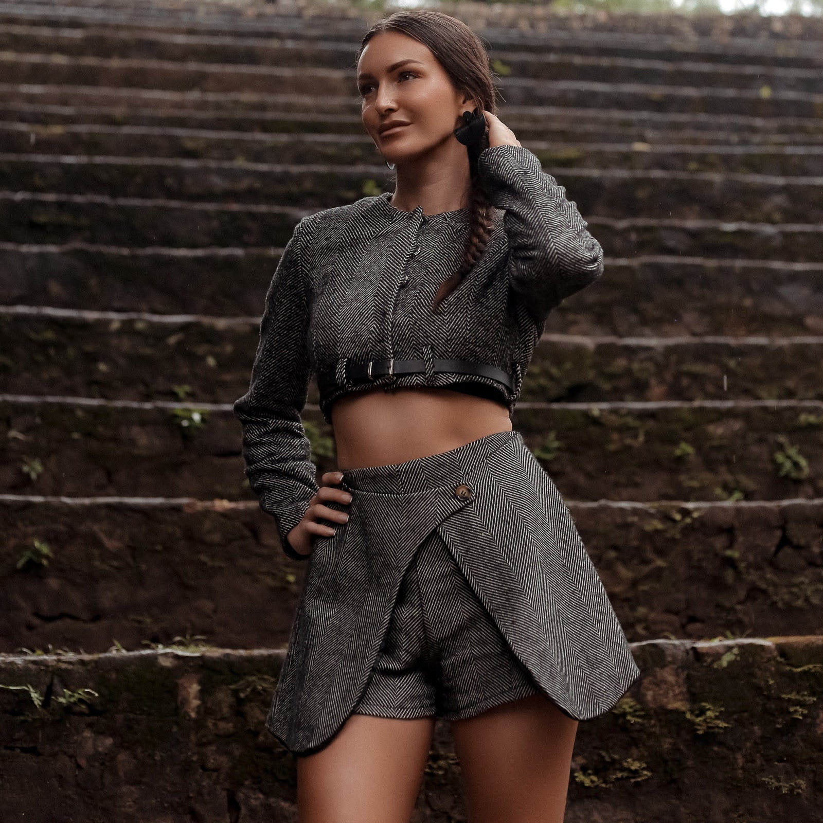 Hertford Herringbone Tweed Co-ord in Gray, Legacy London
