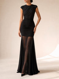 Midnight Contour Dress in Black, front view - Legacy London