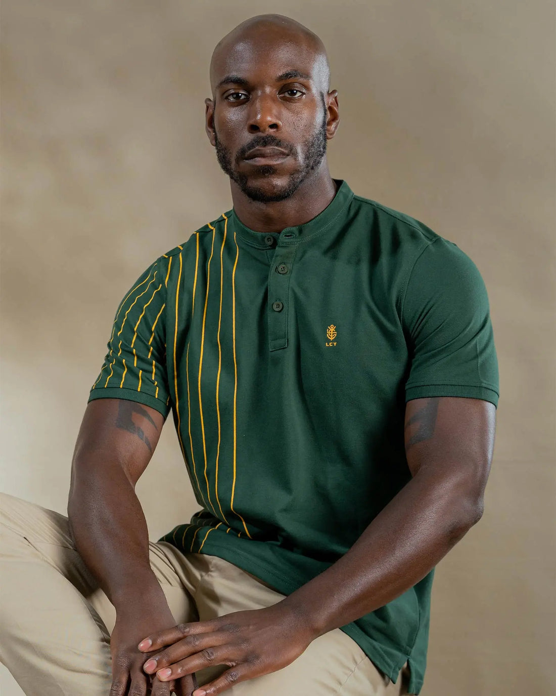 Legacy London | Capsule Collection - Contrasting Vertical Striped Men's Mandarin Polo Legacy London