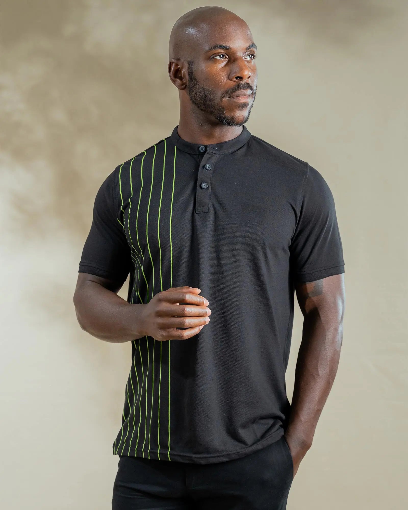 Legacy London | Capsule Collection - Contrasting Vertical Striped Men's Mandarin Polo Legacy London
