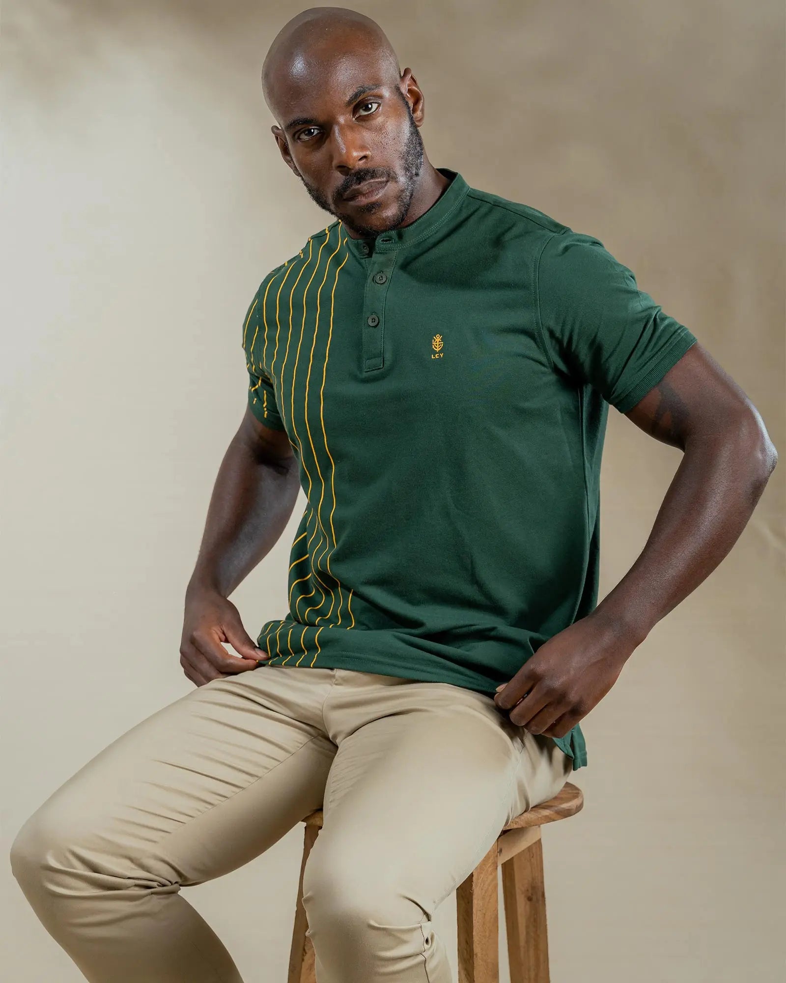 Legacy London | Capsule Collection - Contrasting Vertical Striped Men's Mandarin Polo Legacy London