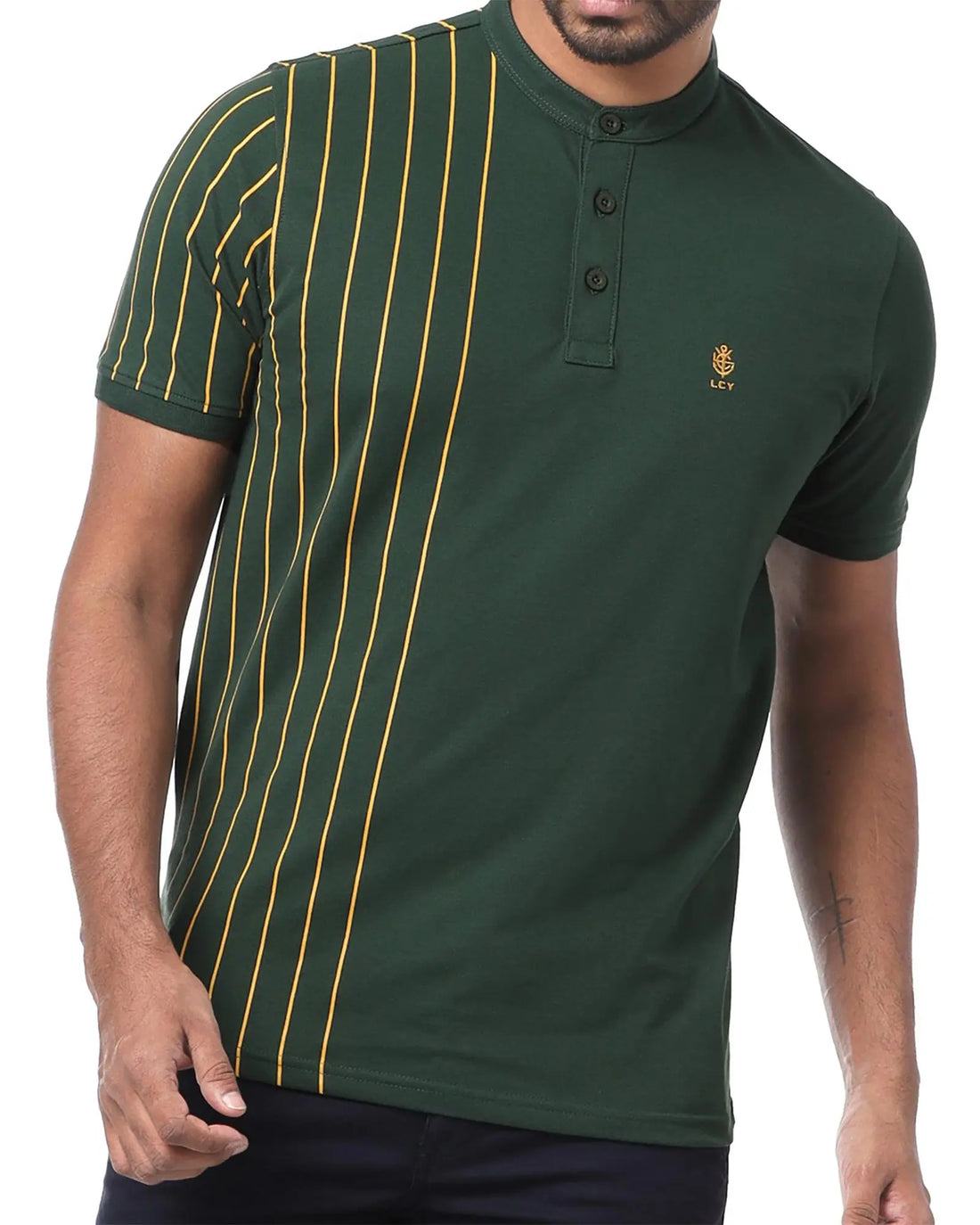 Legacy London | Capsule Collection - Contrasting Vertical Striped Men's Mandarin Polo Legacy London