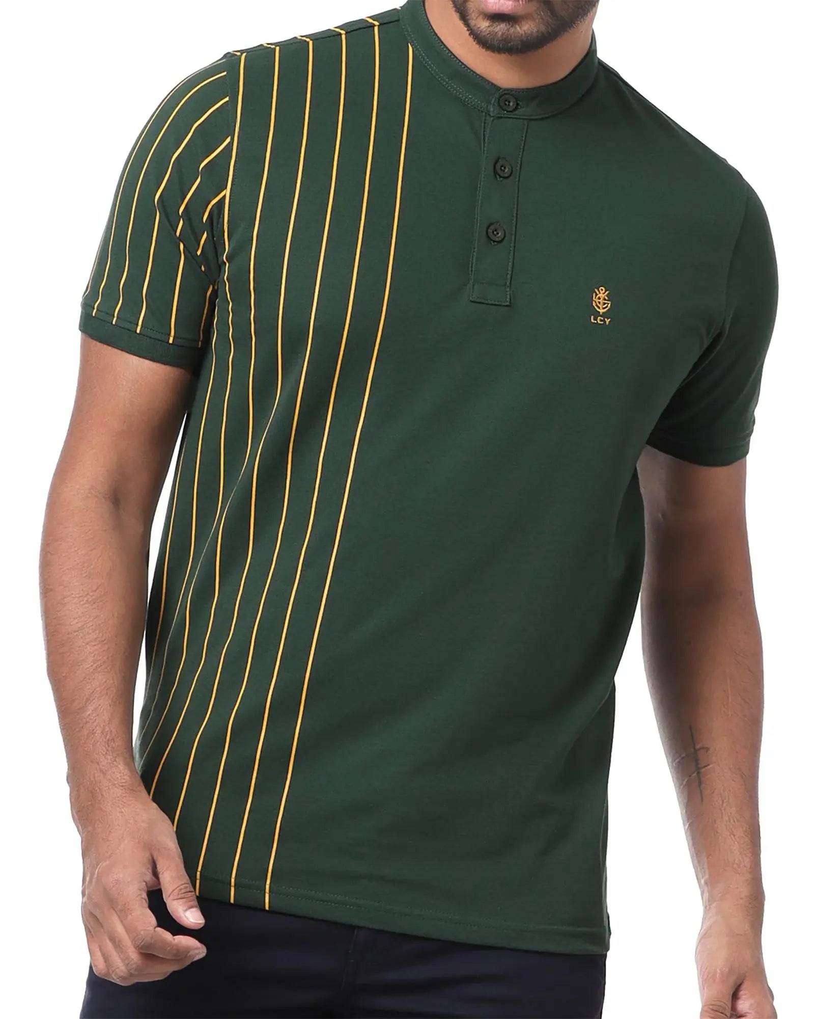 Legacy London | Capsule Collection - Contrasting Vertical Striped Men's Mandarin Polo Legacy London