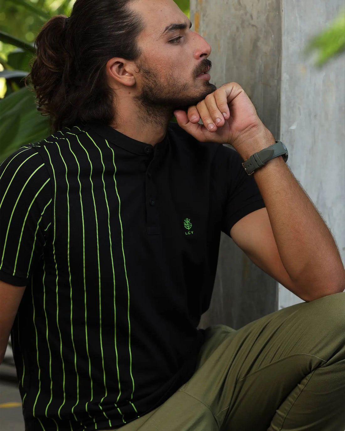 Legacy London | Capsule Collection - Contrasting Vertical Striped Men's Mandarin Polo Legacy London