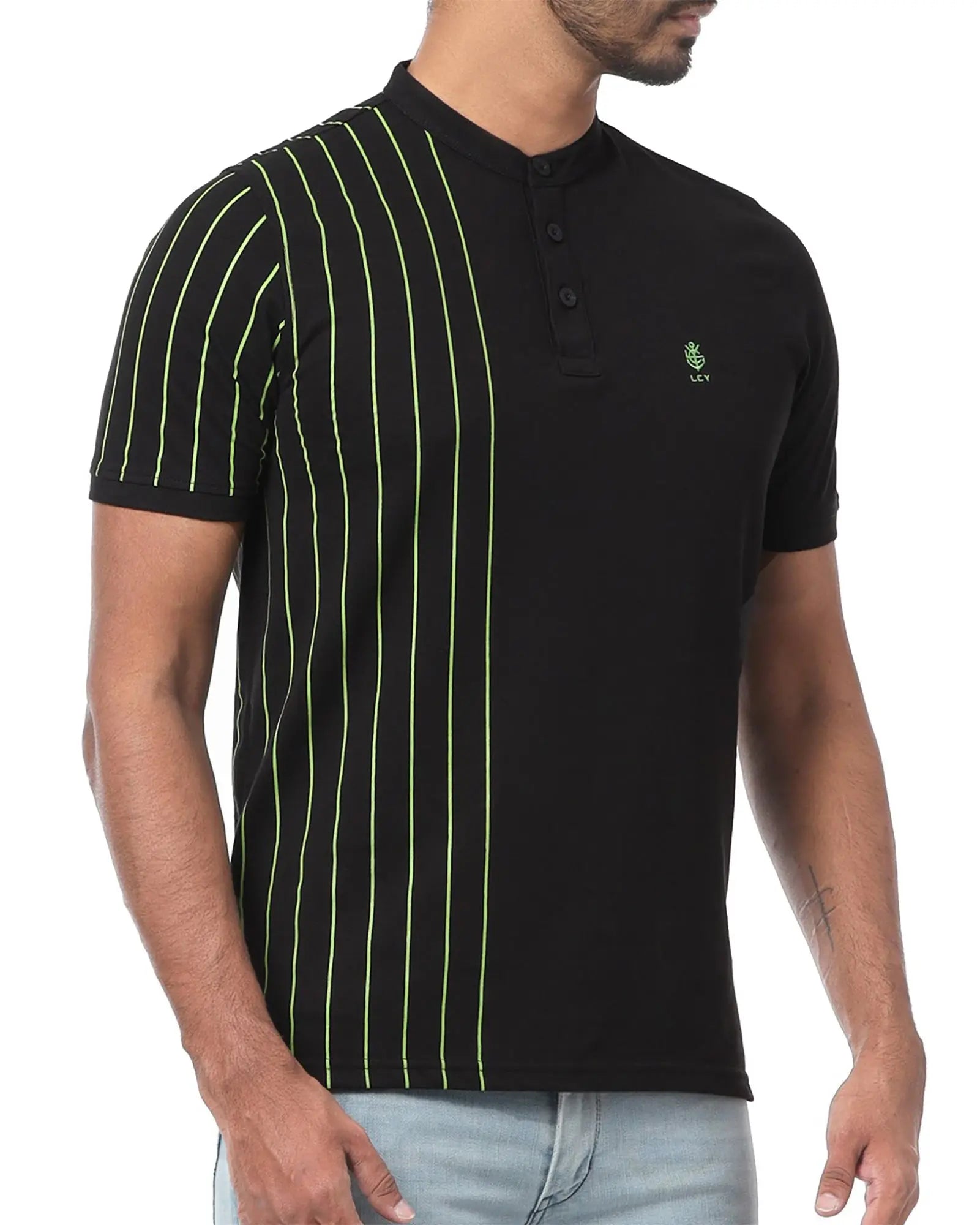 Legacy London | Capsule Collection - Contrasting Vertical Striped Men's Mandarin Polo Legacy London