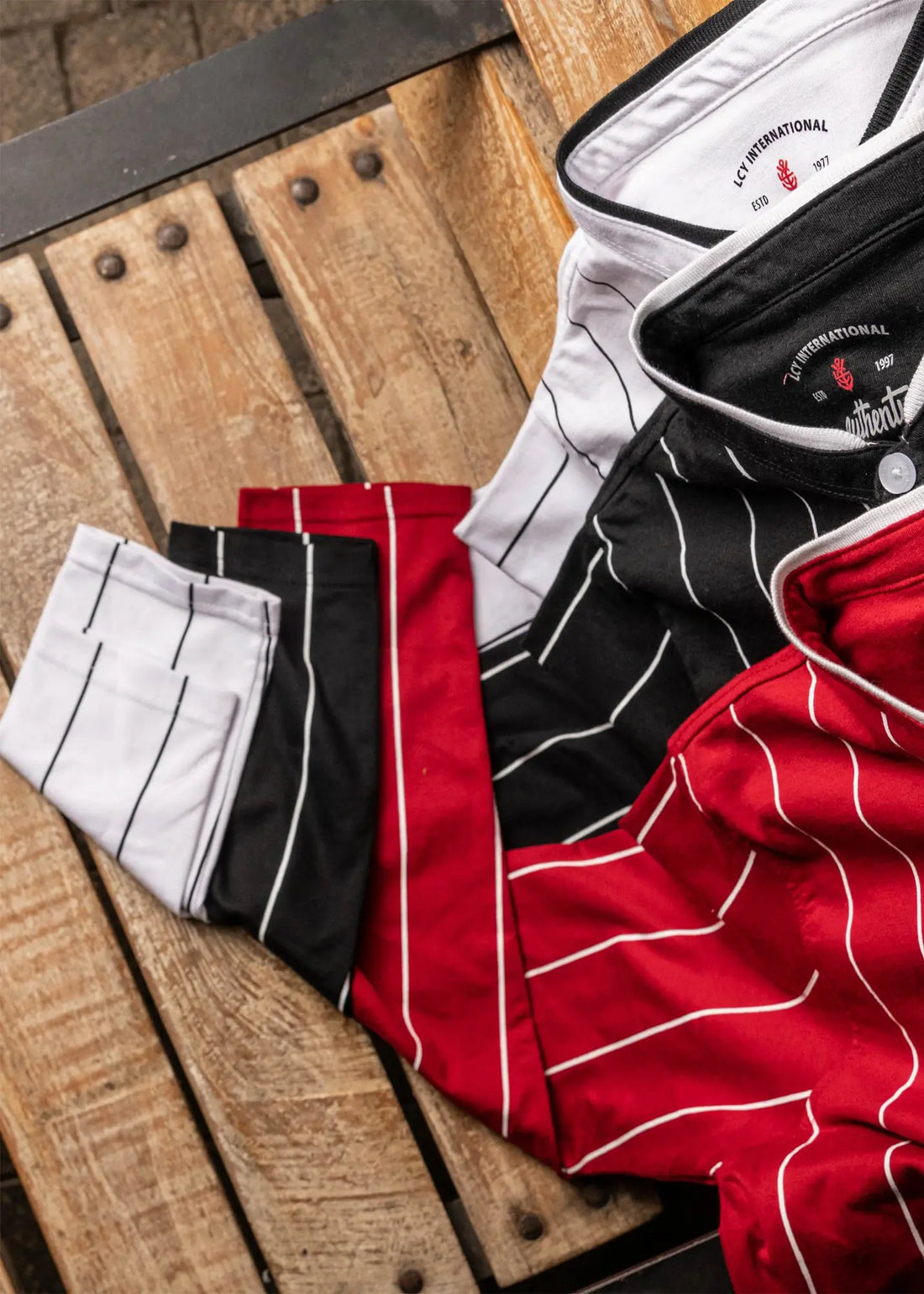 Legacy London | Line Classics - Long Sleeved Men's Vertical Striped Mandarin Polo Top Legacy London